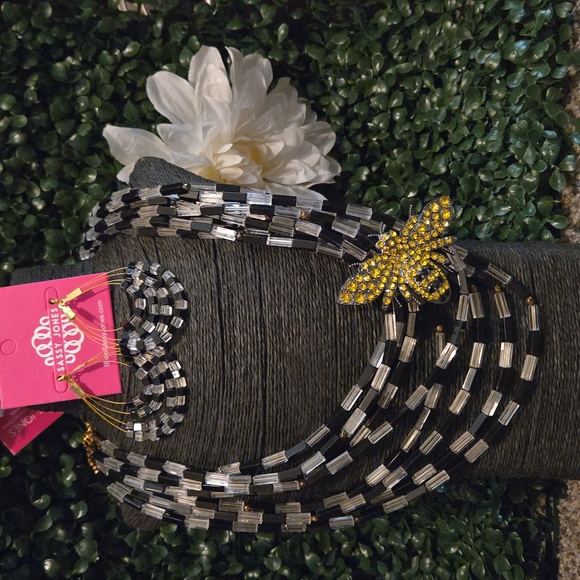 Sassy Jones Black and Gold Beaded Necklace with Butterfly Accent - Picture 2 of 2